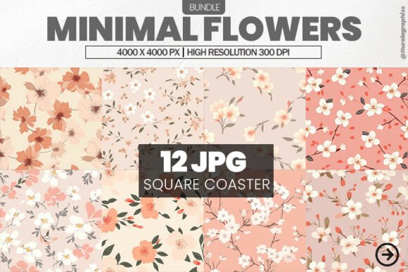 Download Minimal Flowers Square Coaster Bundle - Coast Collection