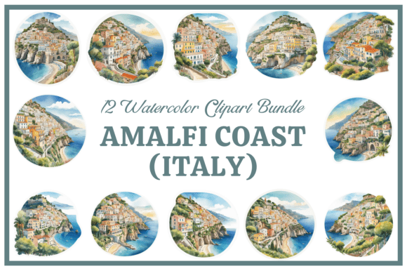 Download Amalfi Coast Watercolor Clipart Bundle - Coast Collection