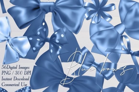 Download Blue Satin Ribbons Bows Cliparts PNG - Satin Collection