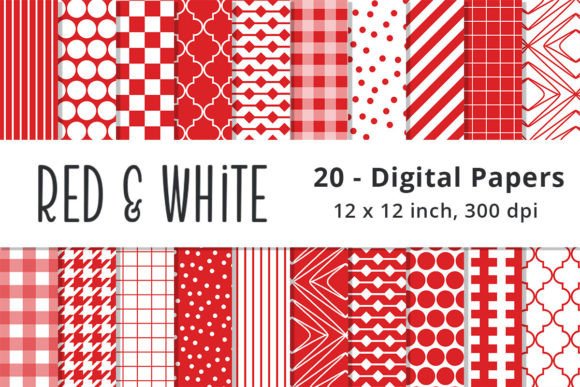 Download Red and White Digital Scrapbook Papers - Digital scrapbook Collection